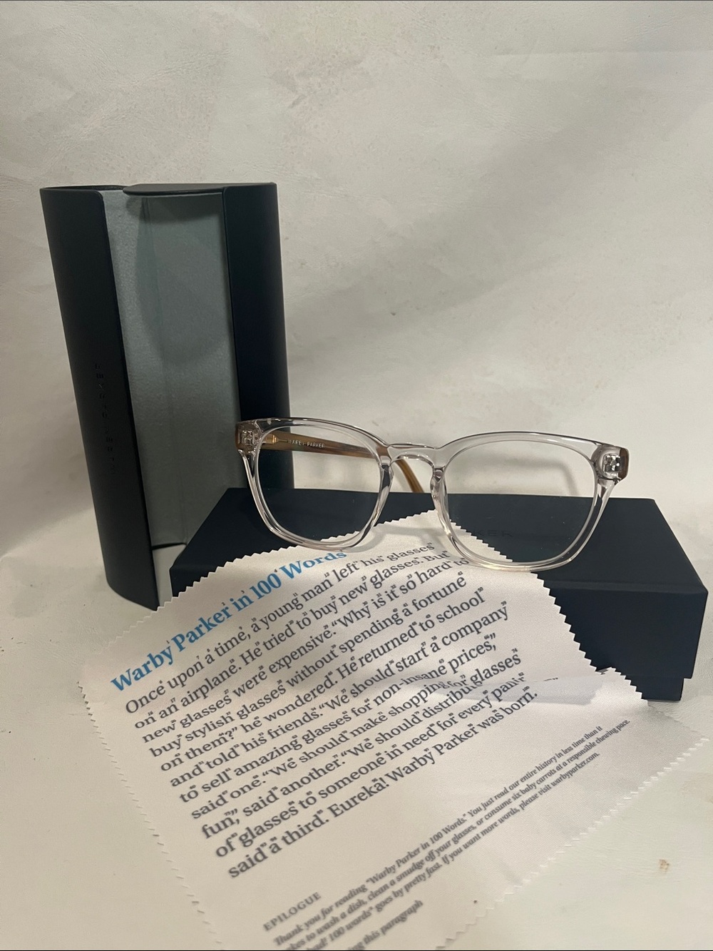 Warby Parker Felix Clear Frames With Case and Box